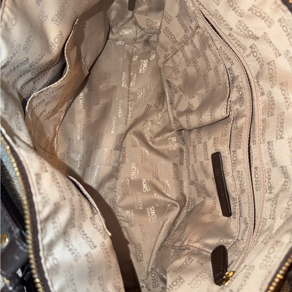 Michael Kors Brown Leather Studded Tote with Gold Hardware - Picture 4 of 6
